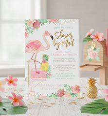 Flamingo Baby Shower by Mail Invitation EDITABLE Template, INSTANT DOWNLOAD