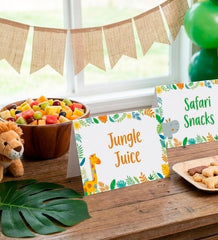 Jungle Birthday Party Food Tents Editable Template, Instant Download