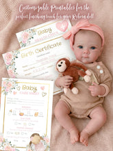 Reborn Accesories Birth Certificate, Care Sheet, Doll Health Check Editable Customizable Templates, Instant Download
