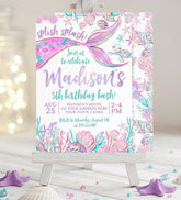 Mermaid Birthday Invitation Editable Template, Under the Sea Party, Instant Download