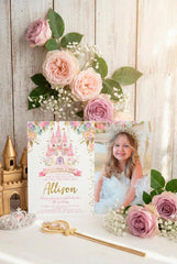 Princess Birthday Invitation with Photo EDITABLE Template, Instant Download