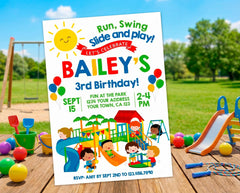 Playground Birthday Party Invitation Editable Template, Instant Download