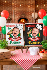 Pizza Party Welcome Sign Personalized with Photo for any age, Trattoria Decorations
