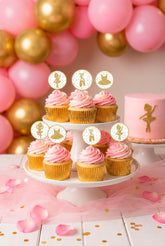 Ballerina Birthday Party Cupcake Toppers, Ballet Stickers (Digital Download)