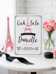 Paris Birthday Party Theme Invitation Template, Instant Download