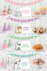 Puppy Pawty Food Tent Cards Editable Templates, Dog Birthday Party Decorations, Instant Download