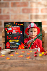 Firefighter Birthday Party Invitation Editable Template with photo, INSTANT DOWNLOAD