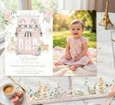 Paris 1st Birthday Invitation With Photo Editable Template Tea Party Brunch Invite, Instant Download