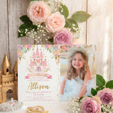 Princess Birthday Invitation with Photo EDITABLE Template, Instant Download