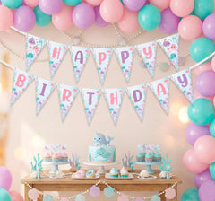 Editable Narwhal Birthday Banner, Under the Sea Bunting (Instant Download)