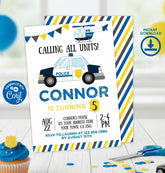 Police Car Birthday Party Invitation Editable Template, Instant Download
