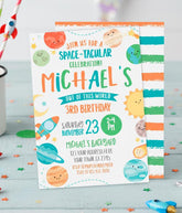 Space Birthday Invitation, Outer Space Party, Personalized Invite
