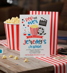 Movie Party Birthday Invitation Editable Template, Instant Download