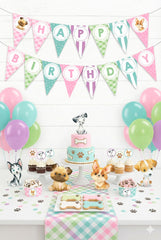 Puppy Pawty Birthday Banner Editable Template, Instant Download