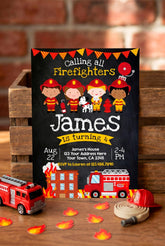 Editable Firefighter Birthday Party Invitation Template (Instant Download)