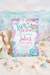 Under The Sea 2nd Birthday Invitation Editable Template, Two The Sea Turtle Party Invite, Instant Download
