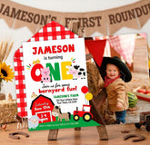 Farm First Birthday Invitation, Editable Barnyard Party Template (Digital Download)