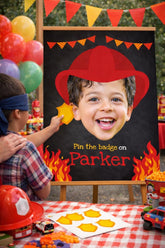 Personalized Firefighter Birthday Party Game, Pin the Badge Poster (Digital Download)