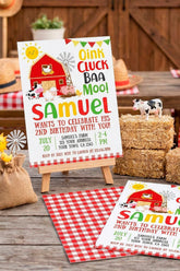 Farm Animal Birthday Invitation, Barnyard Party, Instant Download