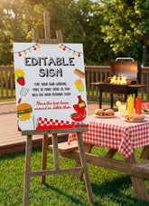 BBQ Birthday Party Editable Sign Editable Template, Digital Printable Design, Instant Download