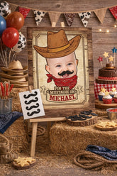 Personalized Pin the Mustache Game, Western Cowboy Birthday Party (Digital Download)