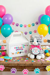 Kitty Cat Adoption Party Gable Box Labels and Tags, Editable Template (Instant Download)