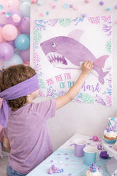 Shark Birthday Party Pin The Fin Game, Digital Instant Download
