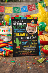 Fiesta Birthday Invitation with Photo, Cinco de Mayo, Editable Digital Invite