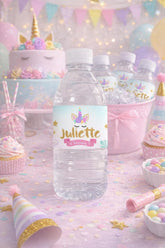 Unicorn Pool Birthday Party Water Bottle Label, EDITABLE TEMPLATE, Instant Download