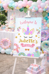 Unicorn Pool Party Welcome Sign EDITABLE TEMPLATE, Instant Download
