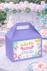 Unicorn Pool Party Gable Box Label, EDITABLE Template, INSTANT Download