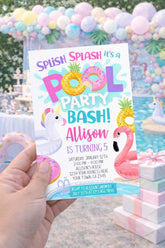 Pool Party Invitation EDITABLE Template for Any Age, INSTANT DOWNLOAD