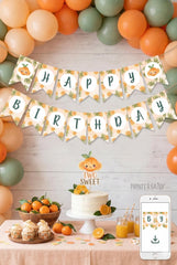 Sweet Orange Birthday Banner, Summer Party Decorations (Editable Download)
