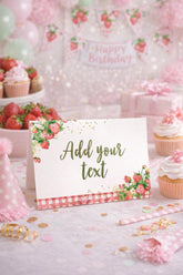 Editable Strawberry Food Tents, Fruit Birthday Party Labels (Digital Download)