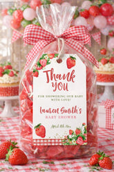 Strawberry Baby Shower Thank You Tags, Editable Favor Tags (Digital Download)