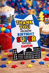 Superhero Birthday Party Favor Tags Editable Template INSTANT DOWNLOAD