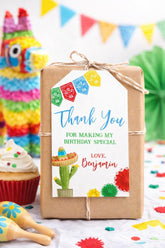 Fiesta Birthday Favor Tags, Editable Mexican Thank You Tags, Cinco de Mayo (Digital Download)