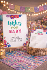 Mexican Fiesta Baby Shower Activities Wishes For Baby Sign and Card Templates, Instant Download