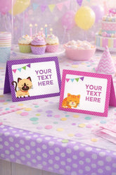 Kitty Cat Food Tents EDITABLE Template Instant Download