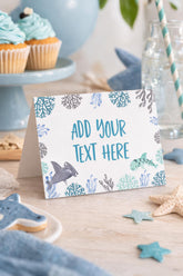 Shark Party Food Tent Cards, Ocean Birthday Buffet Labels (Digital Download)