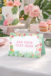 Flamingo Tropical Party Food Tent Cards Printable Editable Instant Download
