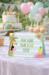 Tropical Ice Cream Party Food Labels, Editable Tent Cards (Digital Download)