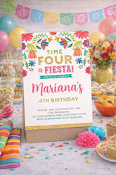 Floral Fiesta 4th Birthday Invitation, Cinco de Mayo (Digital Invite)