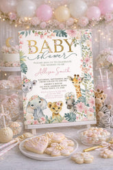 Jungle Baby Shower Invitation, Editable Tropical Safari Animals (Digital Download)