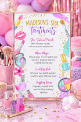 Editable Spa Party Treatments Sign, Glitz Glam Birthday Activities (Digital Download)