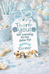 Puppy Favor Tags, Dog Birthday Party Thank You Notes (Instant Download)
