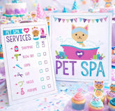 Pet Spa Party Sign & Checklist, Puppy Adoption Birthday Activities (Instant Download)