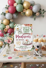 Koala Birthday Invitation EDITABLE Template, INSTANT DOWNLOAD