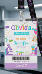 Science Birthday Party Editable Name Tag, Instant Download