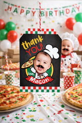 Personalized Pizza Birthday Favor Tags, Chef Party Thank You (Digital Download)